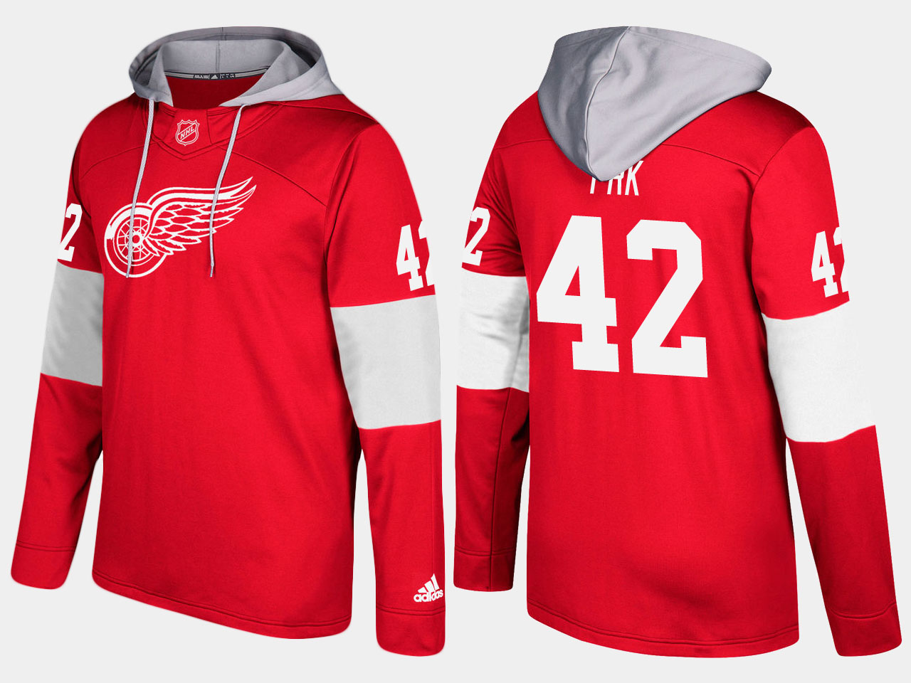 NHL Men Detroit red wings #42 martin frk red hoodie->detroit red wings->NHL Jersey